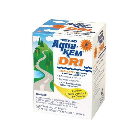 Aqua-Kem DRI RV Holding Tank Treatment - Deodorant / Waste Digester / Detergent - 8 x 2 oz. packets - Thetford 20720