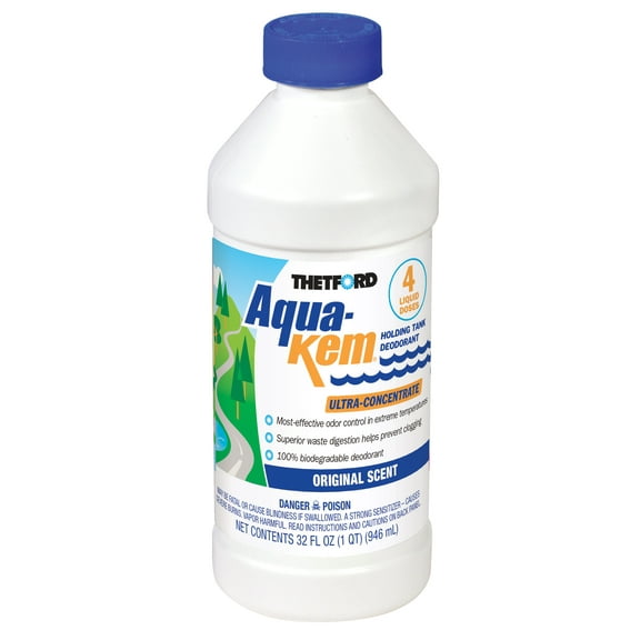 Aqua-Kem RV Holding Tank Treatment - Deodorant / Waste Digester / Detergent - 32 oz - Thetford 09852