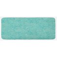 thumbnail image 1 of Aqua Kitchen Mat, Vintage Botanic Nature Leaves Veins Swirls Ivy Mosaic Inspired Image Print, Plush Decorative Kitchen Mat with Non Slip Backing, 47" X 19", Turquoise and White, by Ambesonne, 1 of 1