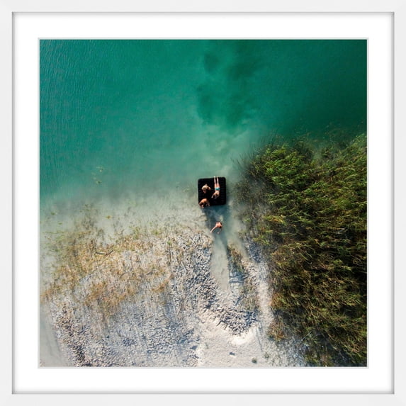 "Aqua Lake Chill" Framed Painting Art Print, 32.0" x 1.5"