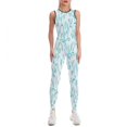 thumbnail image 1 of Aqua Leaves Floral Seamless Pattern Women's One Piece Yoga Jumpsuits Leggings Playsuit Gym Suit Fitness Running Athletic Clothes Gym Wear Set, 1 of 6