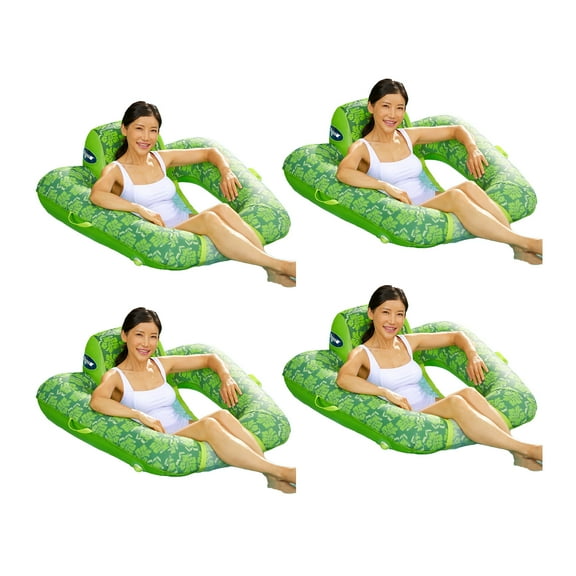 Aqua Leisure 0 Gravity Inflatable Swimming Pool Lounge Float, Green, 4 Pack