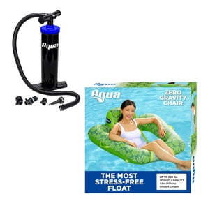Aqua Leisure 0 Gravity Swimming Pool Lounge Chair Float, Green w/ Hand Pump