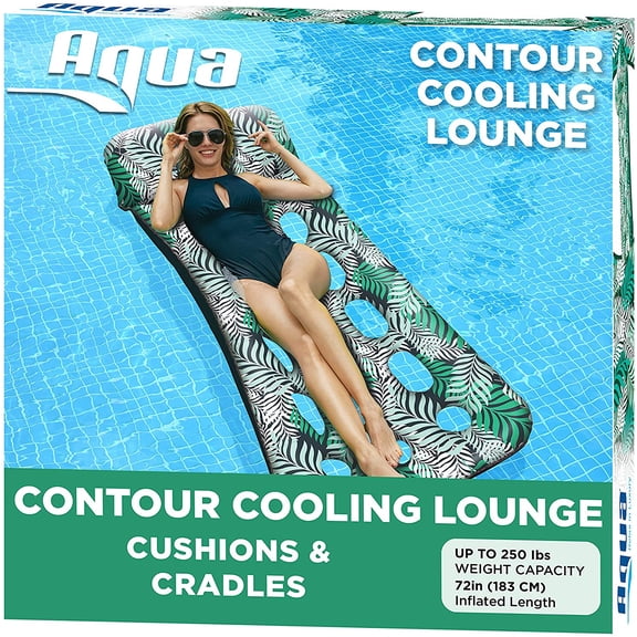 Aqua Leisure Inflatable Pool Float Water Contour Cooling Lounge, Teal Ferns
