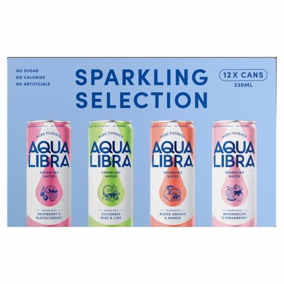 Aqua Libra Variety Pack 12 x 330ml, British Import (Pack of 2)