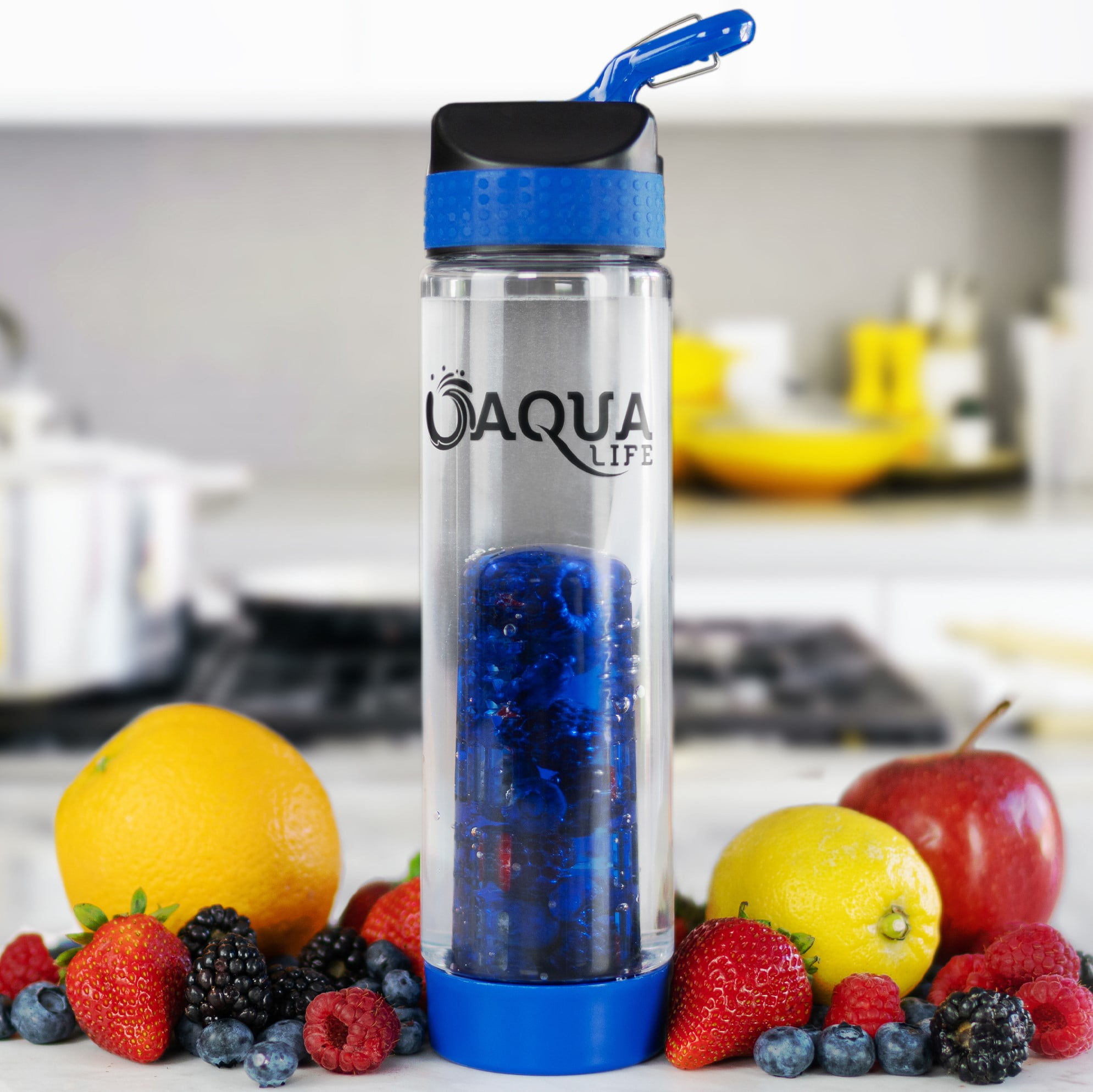 Orii Turquoise BPA Free Glass Hydration Water Bottle with Fruit Infuser for Flavorful Refreshment, 16oz, Size: 16 oz, Blue