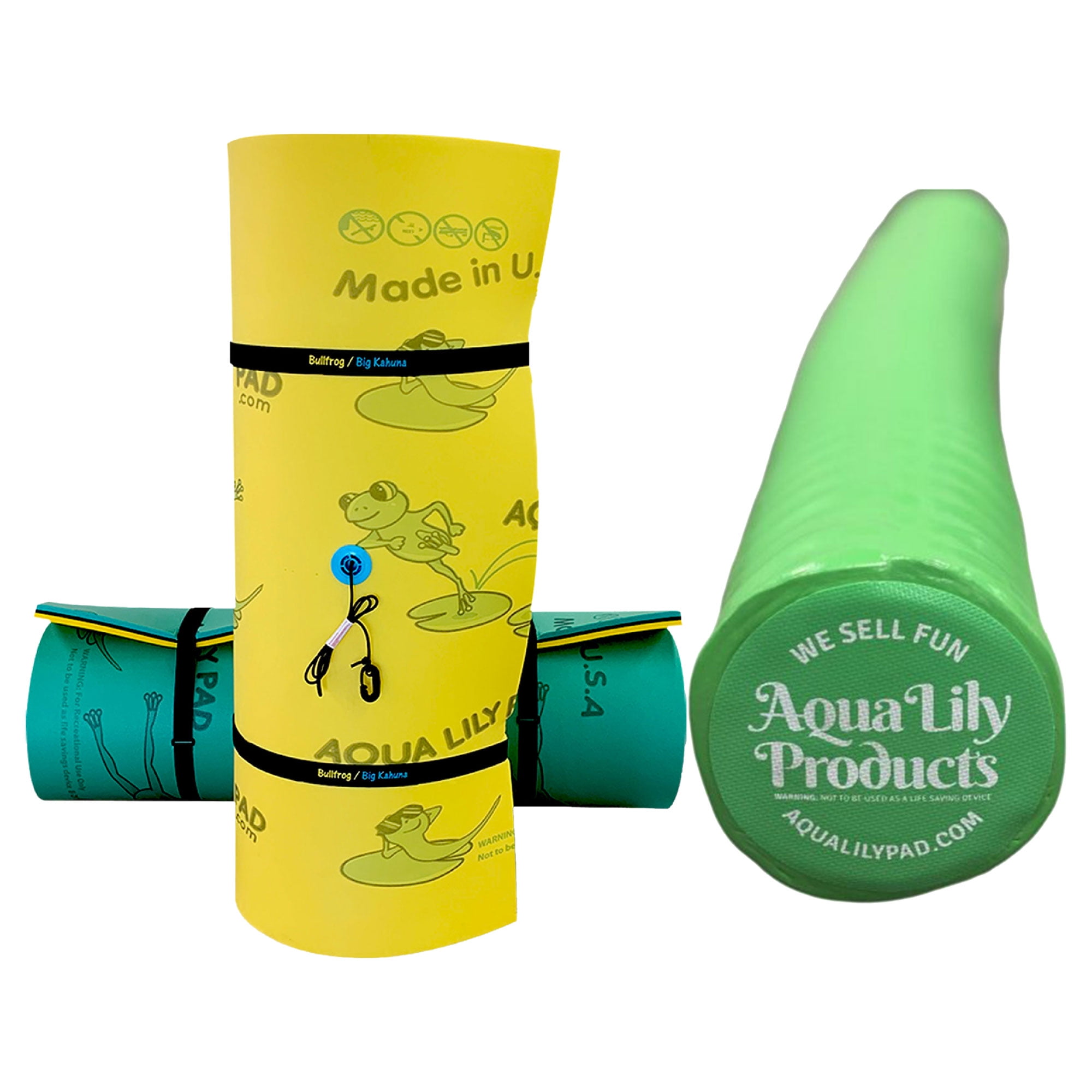 Aqua Lily Pad 15' Bullfrog Floating Island w/ Foam Pool Noodle Float