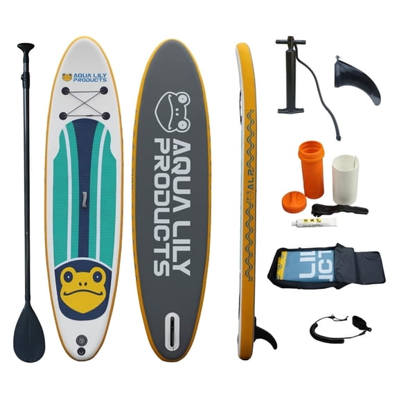 Aqua Lily Pad Premium Inflatable Stand Up Paddle Board w/Accessories & Bag