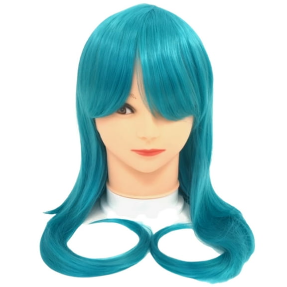 Aqua Long Curled Wig