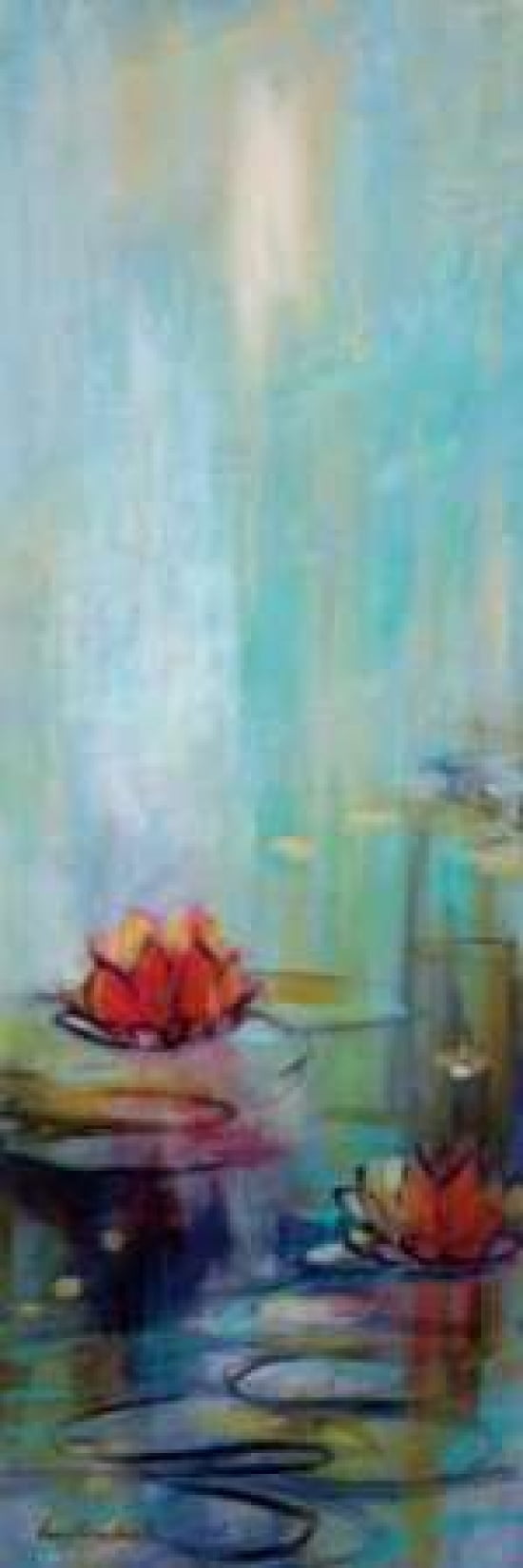 Aqua Lotus I Canvas Art - Karen Lorena Parker (12 x 36)