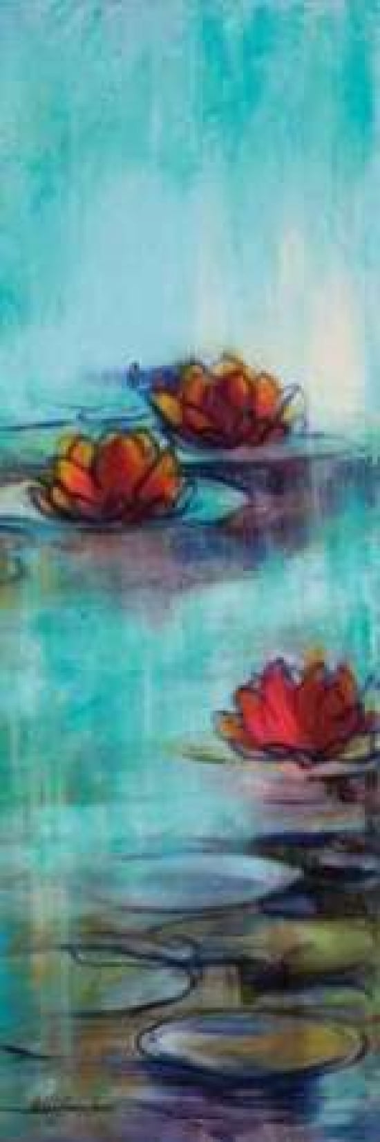 Aqua Lotus II Canvas Art - Karen Lorena Parker (8 x 24)
