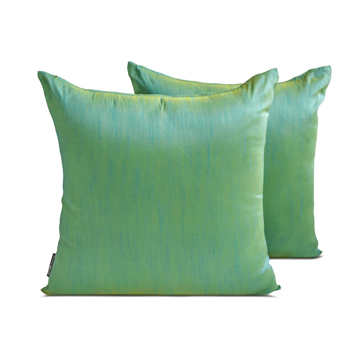 Aqua Luxury Lumbar Pillow Cover 20"x26" | Pack of 2 Modern Art Silk Oblong Euro Shams | Solid & Two Tone Silk Pillowcases for Bed, Couch & Sofa, Modern Home Décor - Aqua Yellow Luxury