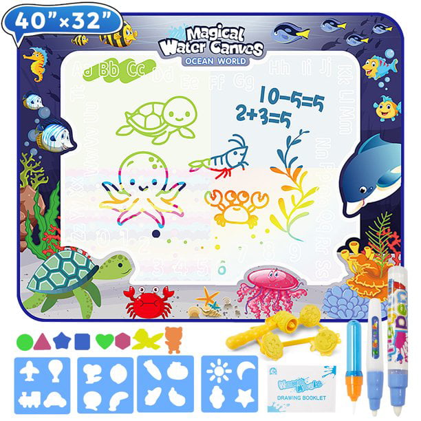 Kids Magic Water Drawing Mat & Pen Coloring Writing Doodle Board