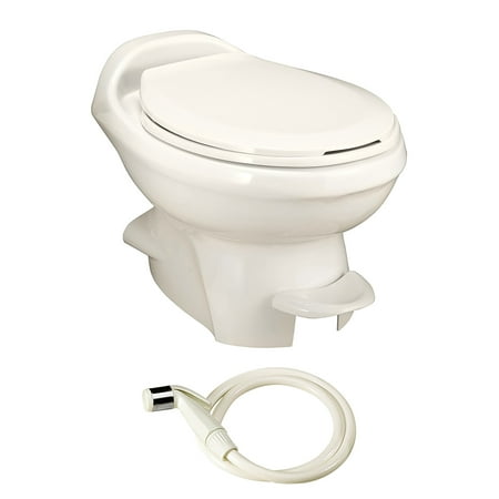 Aqua Magic Style Plus RV Toilet with Hand Sprayer / Low Profile / Bone - Thetford 34439