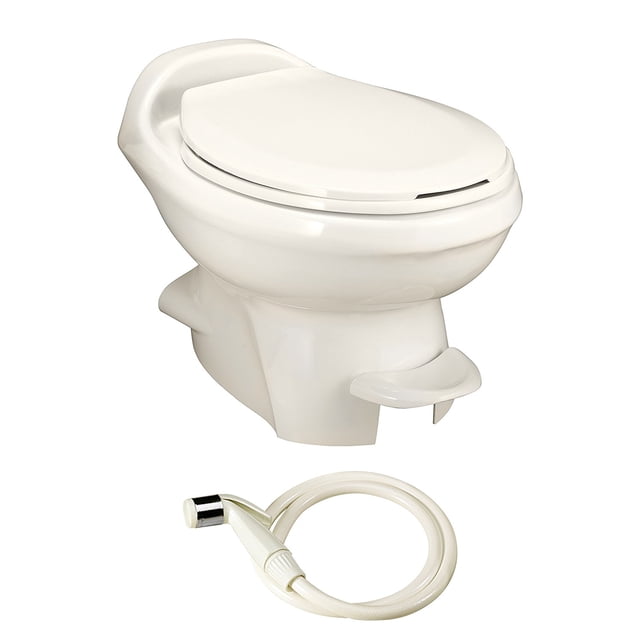 Aqua Magic Style Plus RV Toilet with Hand Sprayer / Low Profile / Bone ...