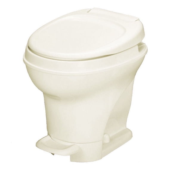 Aqua-Magic V 10 in. Rough-in 1-Piece .06 GPF Single Flush Foot Flush Round RV Toilet in Parchment