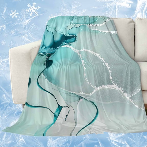 Aqua Marble Cooling Blanket,Lightweight Breathable Summer Throw Blanket with Double Sided Cold Effect,Modern Abstract Gradient Water Fluid Art Picnic Blankets Bed Sheet for Hot Sleepers 30"x40"