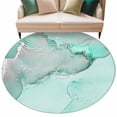 thumbnail image 1 of Aqua Marble Large Area Rugs for Bedroom Living Room, Soft Non Slip Carpet Bedside Rug, Modern Abstract Waves Silvery Farmhouse Round Floor Cover Kitchen Accent Rug 8' for Dining Room/Office, 1 of 9