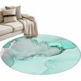 thumbnail image 1 of Aqua Marble Large Area Rugs for Bedroom Living Room, Soft Non Slip Carpet Bedside Rug, Modern Abstract Waves Silvery Farmhouse Round Floor Cover Kitchen Accent Rug 3' for Dining Room/Office, 1 of 9