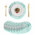 thumbnail image 1 of Aqua Marble Round 13 Inch Placemats Set of 8, Modern Abstract Waves Silvery Farmhouse HeatResistant Non Slip Place Mats for Dining Table, Wipeable Braided Kitchen Table Mats for Housewarming, 1 of 9