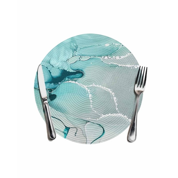 Aqua Marble Round Placemats for Dinning Tables,Heat-proof Braided Table ...
