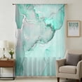 thumbnail image 1 of Aqua Marble Sheer Curtains 45 Inches Long, Modern Abstract Waves Silvery Farmhouse Light Filering Curtains, Breathable Simi Curtain Privacy Drapes for Kitchen Bathroom Small Window Treatment, 1 of 9