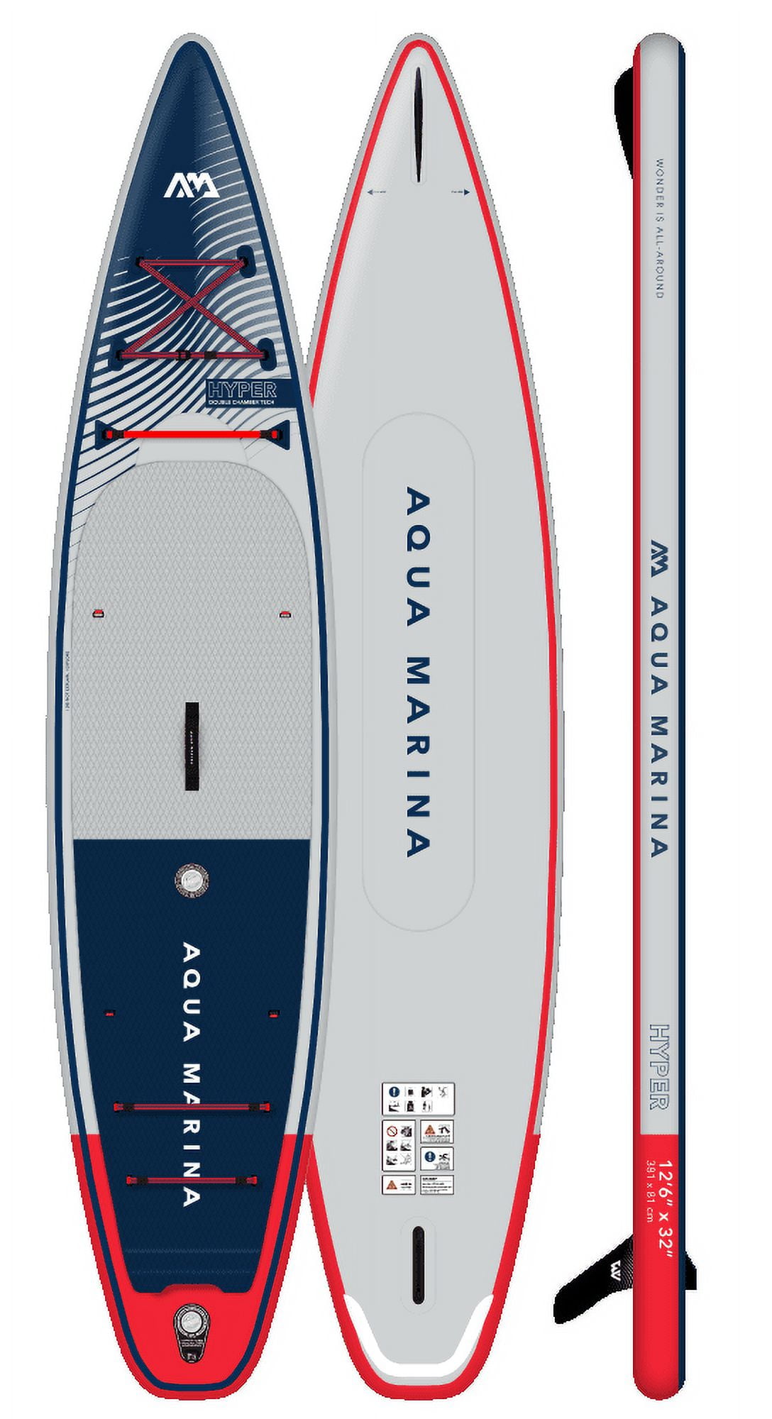 Aqua Marina Hyper 12'6" Touring iSUP, 3.81m/15cm, with coil leash, Navy