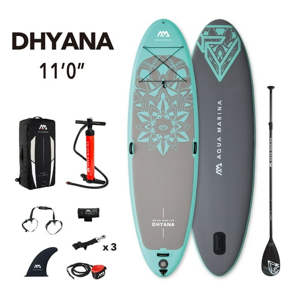 Aqua Marina Stand Up, Fitness Series, Yoga Paddle Board - DHYANA 11'0" - Inflatable SUP Package, including Carry Bag, Paddle, Fin, Pump & Safety Harness