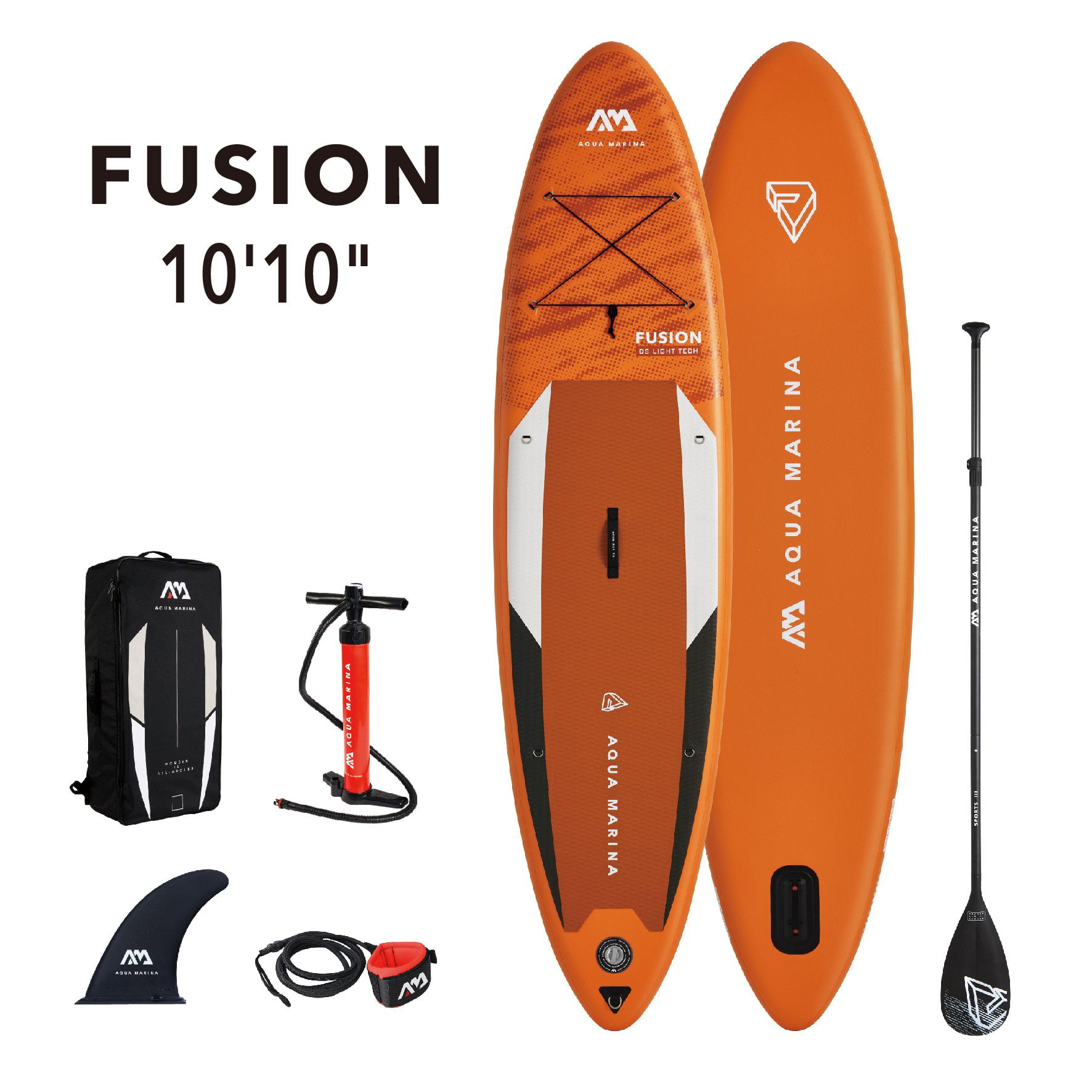 Marina - Inflatable Fin, Stand - Paddle, Pump Bag, SUP Paddle Safety Harness FUSION & Up Aqua including Package, Board Carry 1010