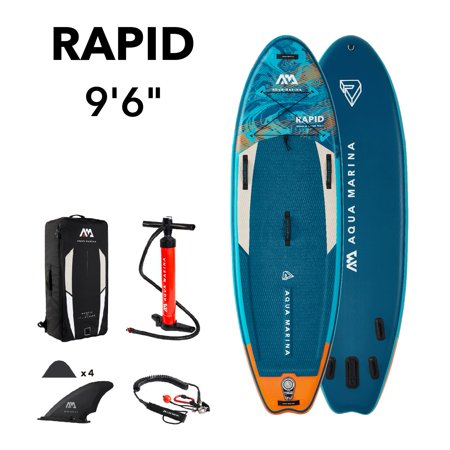 Aqua Marina Stand Up Paddle Board - RAPID 9'6" - Inflatable SUP Package, including Carry Bag, Fin, Pump & Safety Harness