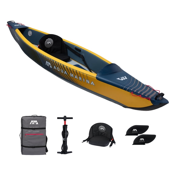Aqua Marina Tomahawk Air-K 12'4" Inflatable Touring Kayak, 1-Person High-Performance Drop Stitch Kayak