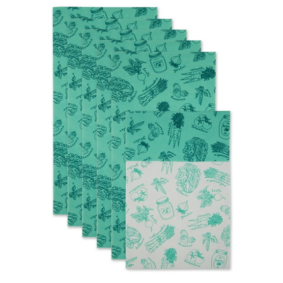 Aqua Market Print Fridge Liner (Set of 6)
