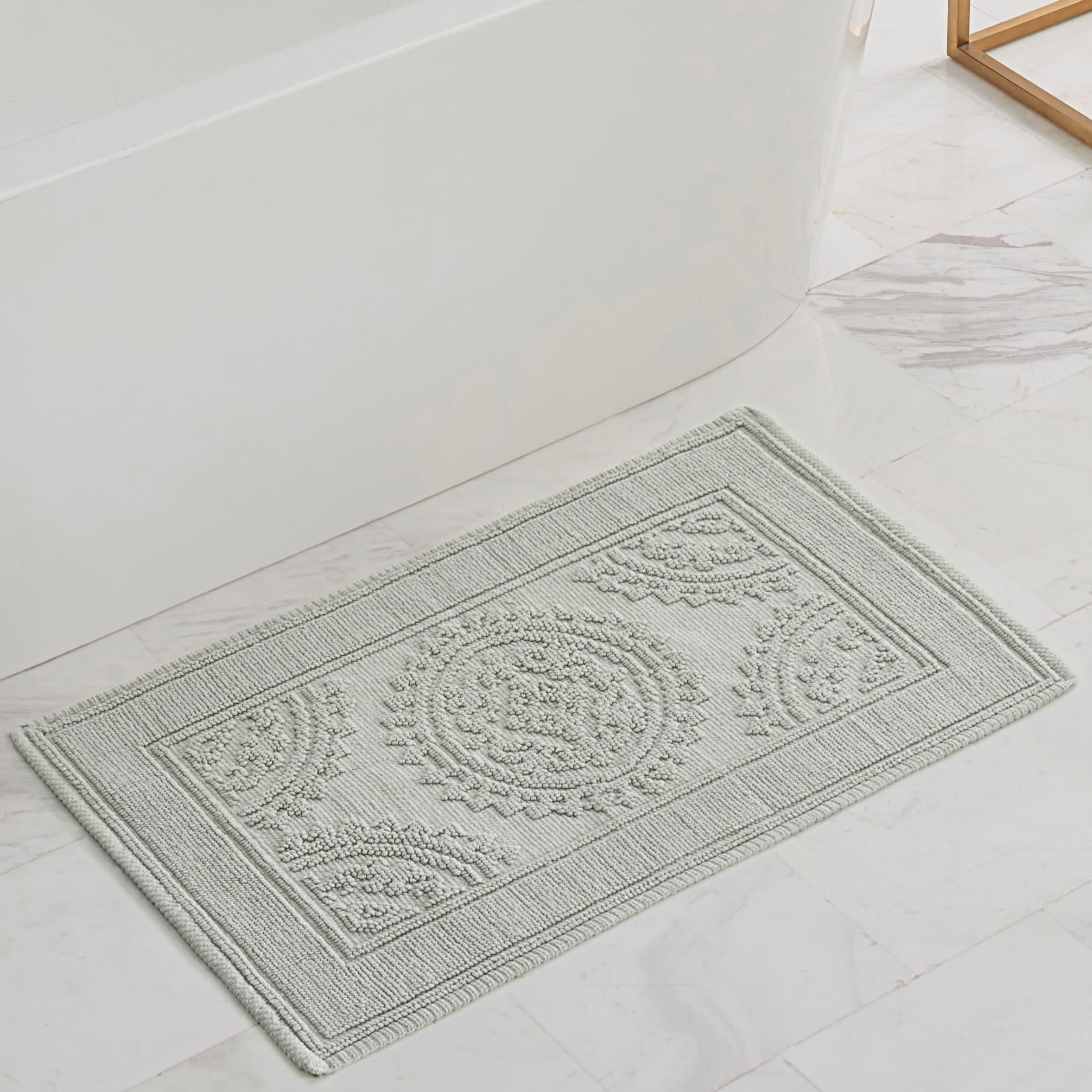 Aqua, Medallion, 21x34 in Bath Rug, Jean Pierre