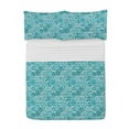 thumbnail image 1 of Aqua Microfiber Bedspread Set, Hippie Floral Leaves Mandala Rounds Traditional Elements Print, Soft Bedding Set with Pillow Shams & Comforter, 3 Sizes, Turquoise Teal White, by Ambesonne, 1 of 1