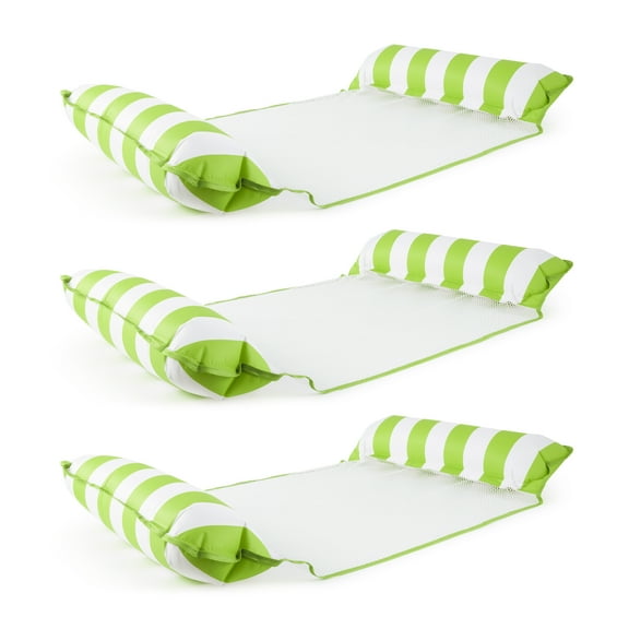 Aqua Monterey Water Inflatable 4-in-1 Pool Hammock Lounger, Lime Green (3 Pack)