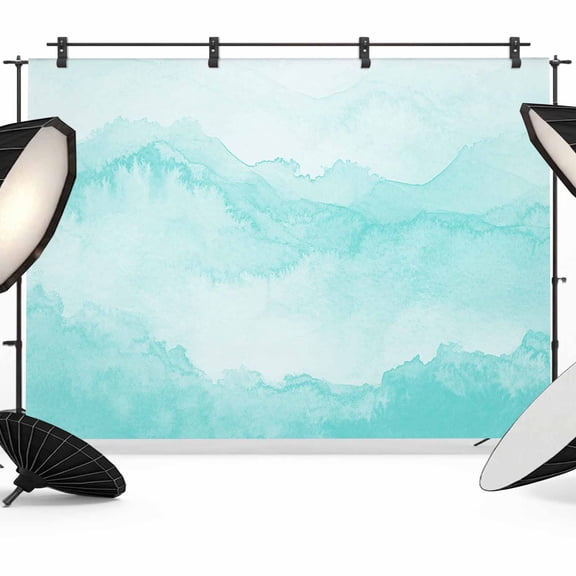 Aqua Mountain Gradient Backdrop for Photography, Watercolor Texture Abstract Art Photo Backdrop Portrait Background Party Banner Photo Backgrounds for Studio Booth Props, 7x5ft