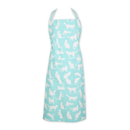 Aqua Multiple Cat Print Chef Apron Multi-Color Cotton 35x28x0.2
