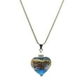 thumbnail image 1 of Aqua Murano-style Glass Heart Pendant Sterling Silver Diamond-Cut Rope Chain Necklace 20", 1 of 4