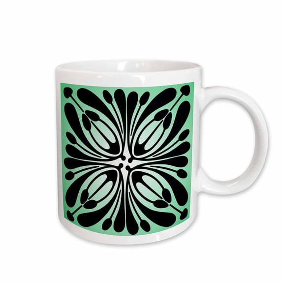 3drose, Aqua N Black Art Deco Pattern, 15oz Mug