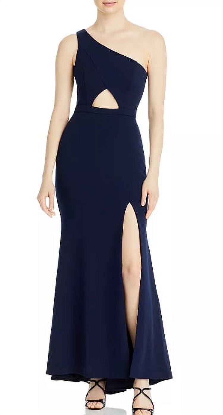 aqua navy blue dress Off-the-Shoulder Navy Blue Sequined Fitted Gown with Sweetheart Neckline XS main image 0
