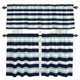 thumbnail image 1 of Aqua Navy Blue Striped Kitchen Curtains Sets for Windows 24 Inch Length, Modern Abstract Lines Geometric Rod Pocket Window Treatments Tier Curtains and Valances Set for Bedroom/Bathroom, 1 of 8