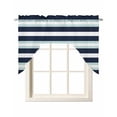 thumbnail image 1 of Aqua Navy Blue Striped Swag Valances for Windows, Small Curtains Drapes, Modern Abstract Lines Geometric Kitchen Window Curtains Over Sink Window Treatment Valance for Bedroom/Bathroom 56"x36", 1 of 5