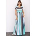 thumbnail image 1 of Aqua & Navy Stripe Short Sleeve Maxi Dress, 1 of 3
