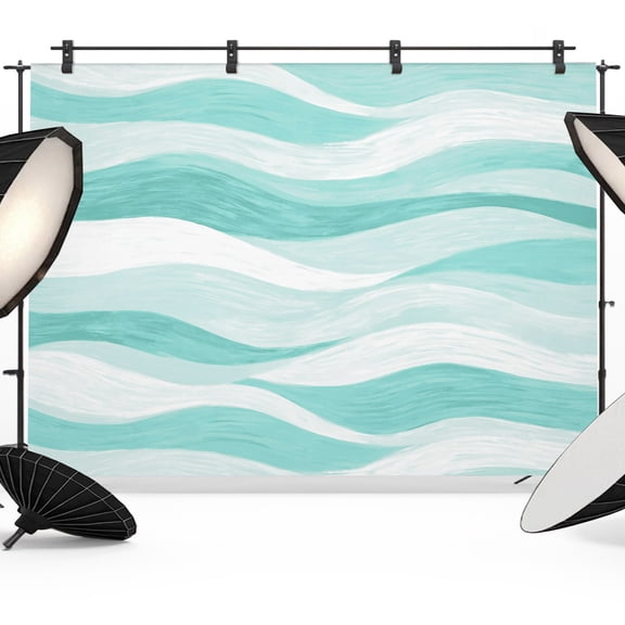 Aqua Ocean Waves Photography Backdrop 7x5FT, Abstract Modern Ombre Stripes Photo Backdrops, Background for Photography Studio Photo Studio Background, Back Drop for Photoshoot