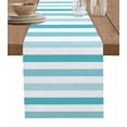 thumbnail image 1 of Aqua Ombre Grey Striped Table Runner 72 Inches, Farmhouse Stripe Modern Bed Runner Dresser Scarves Tabletop for Indoor Outdoor Parties/Ceremony/Banquet, 14" x 72", 1 of 8