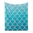 thumbnail image 1 of Aqua Ombre Soft Flannel Fleece Throw Blanket, Fish Scale Design Squama with Blue Color Palette Mermaid Tail, Cozy Plush for Indoor and Outdoor Use, 50" x 70", Sea Blue Aqua and White, by Ambesonne, 1 of 5