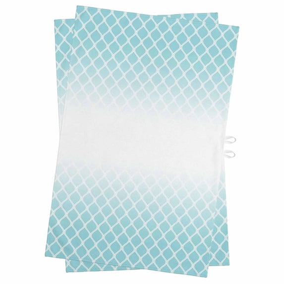 Aqua Ombre Stripe Kitchen Towels Set of 2, Water Absorbent Dish Towel, Modern Abstract Art Gradient Striped Decorative Hand Towels - Quick Drying Cloth for Cooking Baking, 18x28 Inch