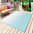 thumbnail image 1 of Aqua Ombre Stripe Outdoor Rug for Patio/Deck/Porch, Non-Slip Large Area Rug 3 x 5 Ft, Modern Abstract Art Gradient Striped Indoor Outdoor Rugs Washable Area Rugs, Reversible Camping Rug Carpet Runner, 1 of 8