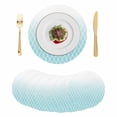 thumbnail image 1 of Aqua Ombre Stripe Round 13 Inch Placemats Set of 8, Modern Abstract Art Gradient Striped HeatResistant Non Slip Place Mats for Dining Table, Wipeable Braided Kitchen Table Mats for Housewarming, 1 of 9