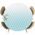 thumbnail image 1 of Aqua Ombre Stripe Round Tablecloth, Fitted Table Cover with Elastic for 45"-54" Round Tables, Modern Abstract Art Gradient Striped Table Cloth Outdoor Indoor Dinning Party Waterproof Tablecloths, 1 of 7